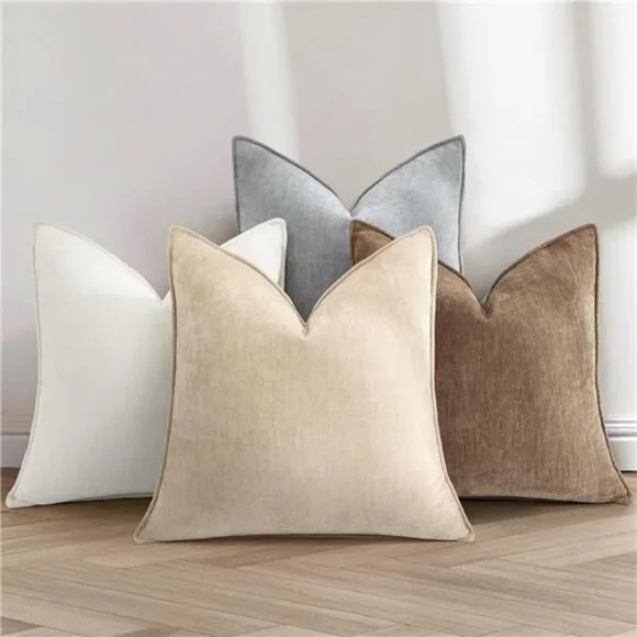 Spring Couch Throw Pillow Covers 18x18 Set of 2, Decorative Soft Velvet Neutral - Picture 6 of 7